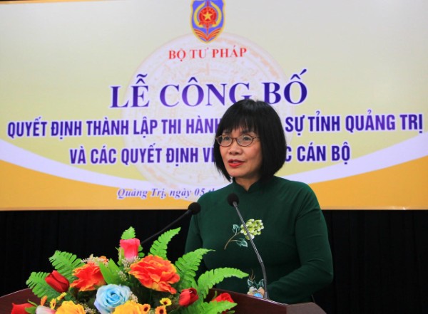 Công bố quyết định của Bộ trưởng Bộ Tư pháp về thành lập THADS tỉnh Quảng Trị và công tác cán bộ